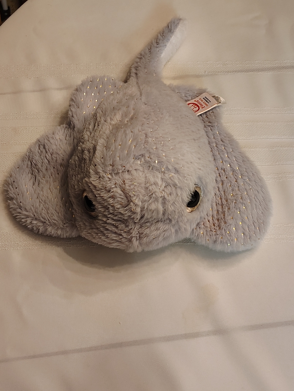 Fiesta Stingray Plush Stuffed Animal Gray White Bead Eyes Gold Glitter 13"
